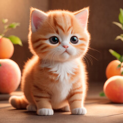 A adorable fat peach kitten, 3d rendering