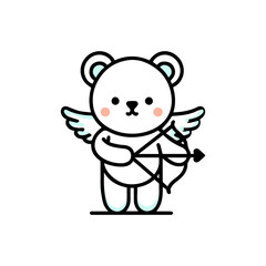 Minimal Animal cartoon cupid for valentine Element for decoration clipart of bear
