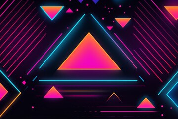  Step back in time with an 80s-patterned background, filled with geometric patterns, neon accents, screams retro cool, Generative AI 