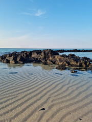 This is a Jeju seascape with basalt rocks.