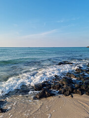 This is Gwakji Beach in Jeju Island, which has basalt rocks.