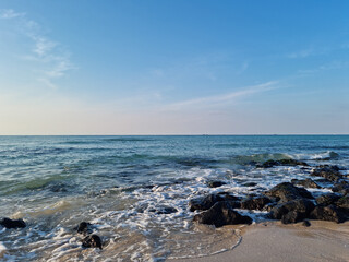 This is Gwakji Beach in Jeju Island, which has basalt rocks.