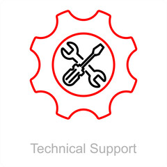 Technical support and service icon concept