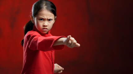 Portrait of kid doing stop sing with palm of hand. Warning expression with negative and serious gesture on face. People emotion lifestyle concept