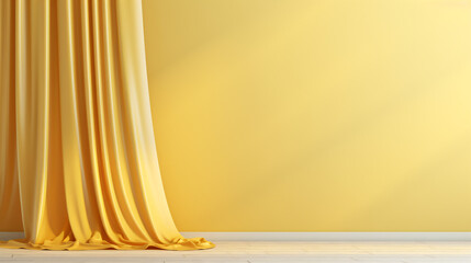 Mock up 3D rendering. Pastel yellow empty wall