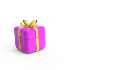 3d render birthday gift box with ribbon copy space isolated