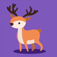 vector flat cute deer illustration with pastel background
