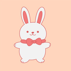 vector flat cute rabbit illustration with pastel background
