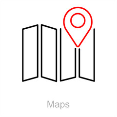 Maps and location icon concept