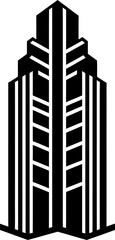 Skyscraper silhouette icon in black color. Vector template design logo art.