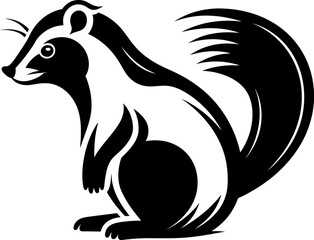 Skunk silhouette in black color. Vector template for laser cutting wall art.