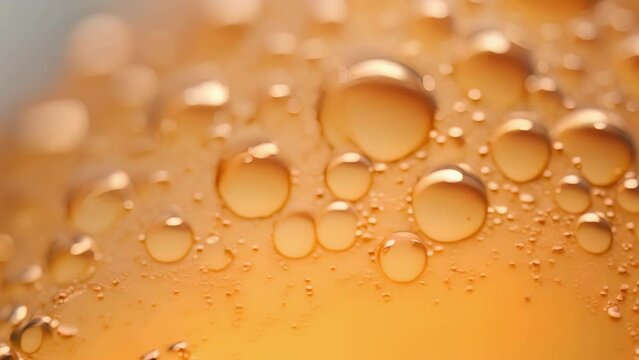 A mesmerizing macro shot of carbon dioxide bubbles rising to the top of a freshly poured beer, a result of the fermentation process.
