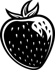 Strawberry silhouette in black color. Vector template for laser cutting wall art.