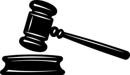 Judge gavel silhouette in black color. Vector template for laser cutting wall art.