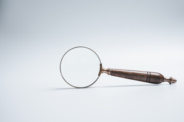 Wood Handle Magnifying Glass Isolated on White background