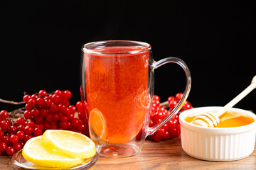 Vitamin berry viburnum tea with honey and lemon