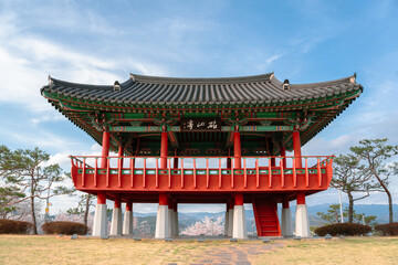 Chimsan park traditional pavilion at spring in Daegu, Korea