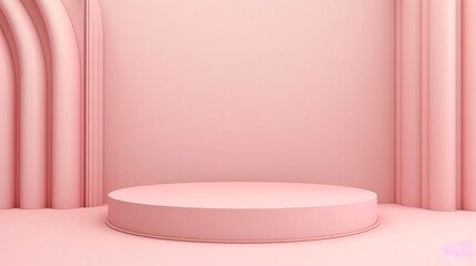Fototapeta na wymiar Pastel pink podium in minimalist concept background