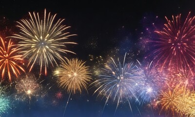 Obraz premium Fireworks on the night sky background