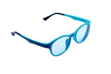 Blue eyeglasses isolated on cut out PNG. spectacles with shiny blue frame For reading daily life To...