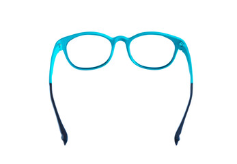 Blue eyeglasses isolated on cut out PNG. spectacles with shiny blue frame For reading daily life To...