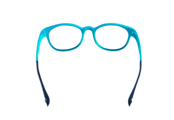 Blue eyeglasses isolated on cut out PNG. spectacles with shiny blue frame For reading daily life To a person with visual impairment. health concept.