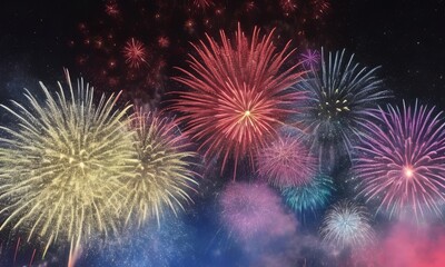 Fireworks on the night sky background