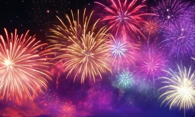 Fireworks on the night sky background