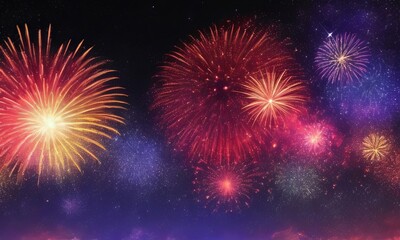 Fireworks on the night sky background