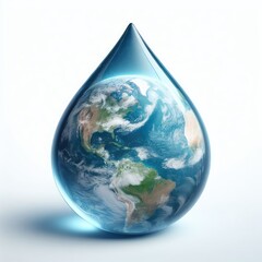 Obraz premium earth planet shaped like a drop of water World Water Day Concept isolated on white background
