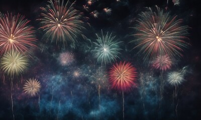 Fireworks on the night sky background