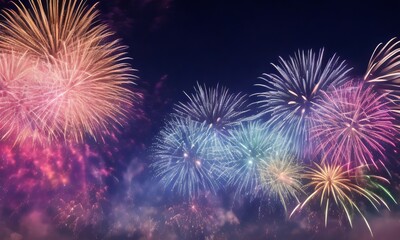 Fireworks on the night sky background