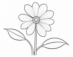 flower with leaf coloring book