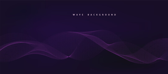 Purple background with flowing wave lines. Futuristic technology concept. Vector illustration