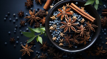 Star anise essentials oil natural extract Illicium verum - obrazy, fototapety, plakaty