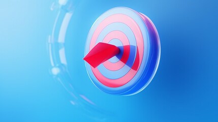 3D web landing page with red arrows hitting the bullseye – a striking visual for success and precision in online ventures. - obrazy, fototapety, plakaty