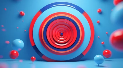Fotobehang 3D web landing page with red arrows hitting the bullseye – a striking visual for success and precision in online ventures. © Sunanta