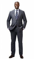 Full body handsome happy smiling businessman on white background. Business people concept.