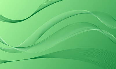 green soft lines wave curves with gradient abstract background