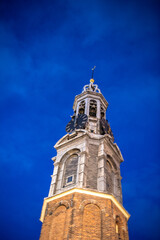 Fototapeta na wymiar Church at Blue hour in Amsterdam City
