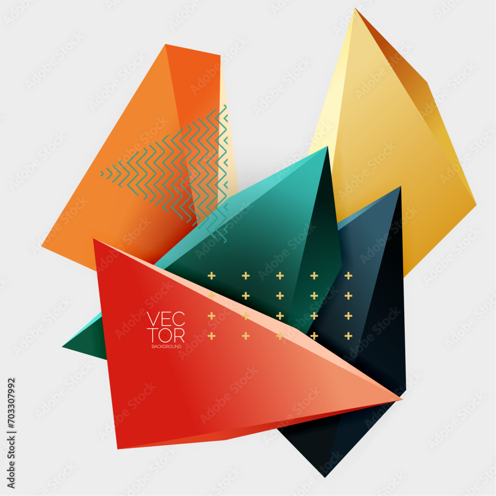 Aufkleber Vector 3d triangles geometric abstract background