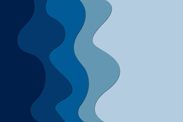 Blue wave paper cut modern abstract background