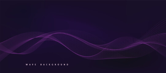 Purple background with flowing wave lines. Futuristic technology concept. Vector illustration