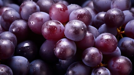 a close up of a bunch of grapes with drops of water on the grapes and the grapes are ready to be eaten.