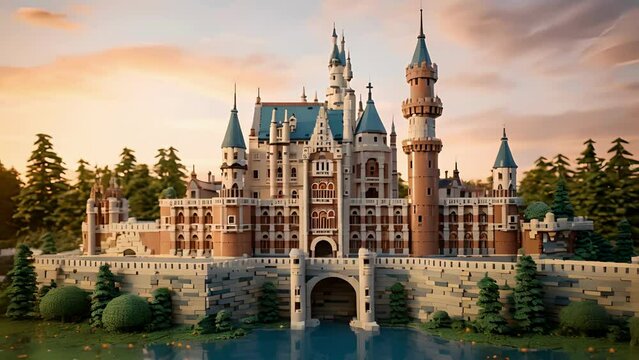 Lavish and grand, this stunning castle is a vision of fantasy with its intricate details, from its rosecovered turrets to its enchanting heartshaped windows.