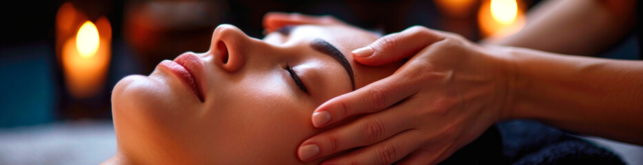 Beautiful young woman receiving massage in spa salon. AI generated.