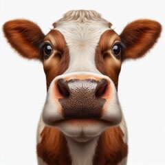 close-up shot of Cow Head isolated on white background