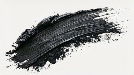 Brush stroke of black oil or acrylic paint on a white background. Art painting banner illustration. Generative AI