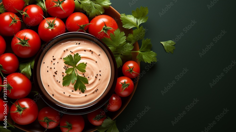 Wall mural Tomato cream soup vegan dish