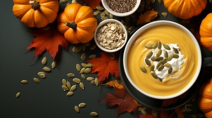 Obraz na płótnie Canvas Pumpkin cream soup organic breakfast